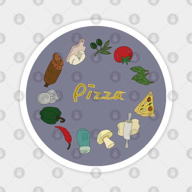 Pizza Ingredients Magnet by DiegoCarvalho